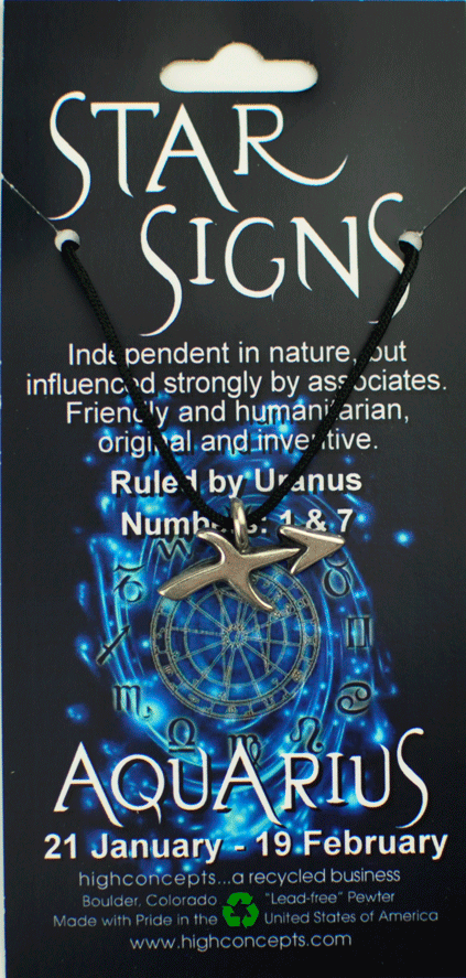 Star Signs Zodiac Aquarius Pewter Charm Amulet