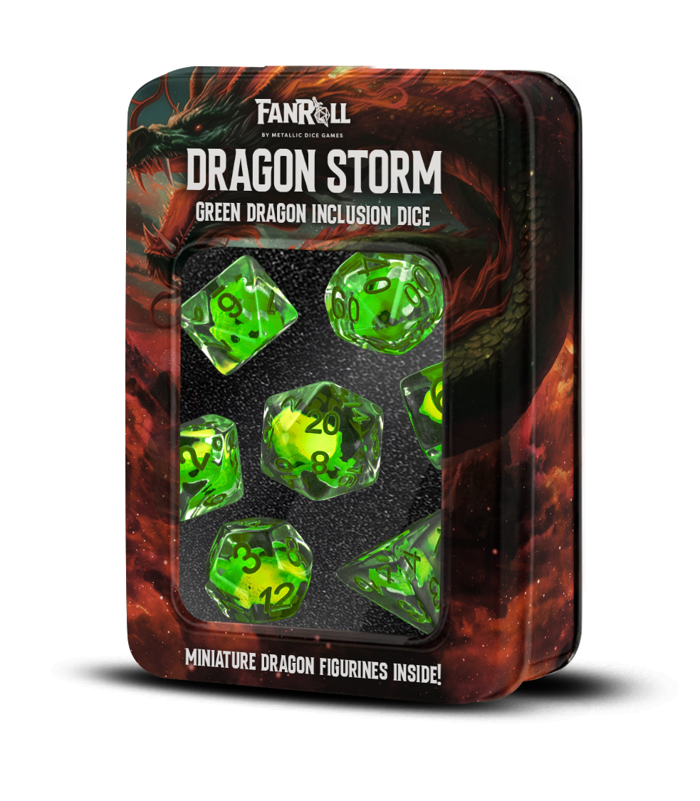 D&amp;D Dragon Storm Inclusion Resin Dice Set: Green Dragon