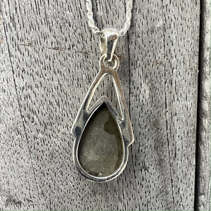Pyrite Druzy Wishbone Pendant In Sterling Silver