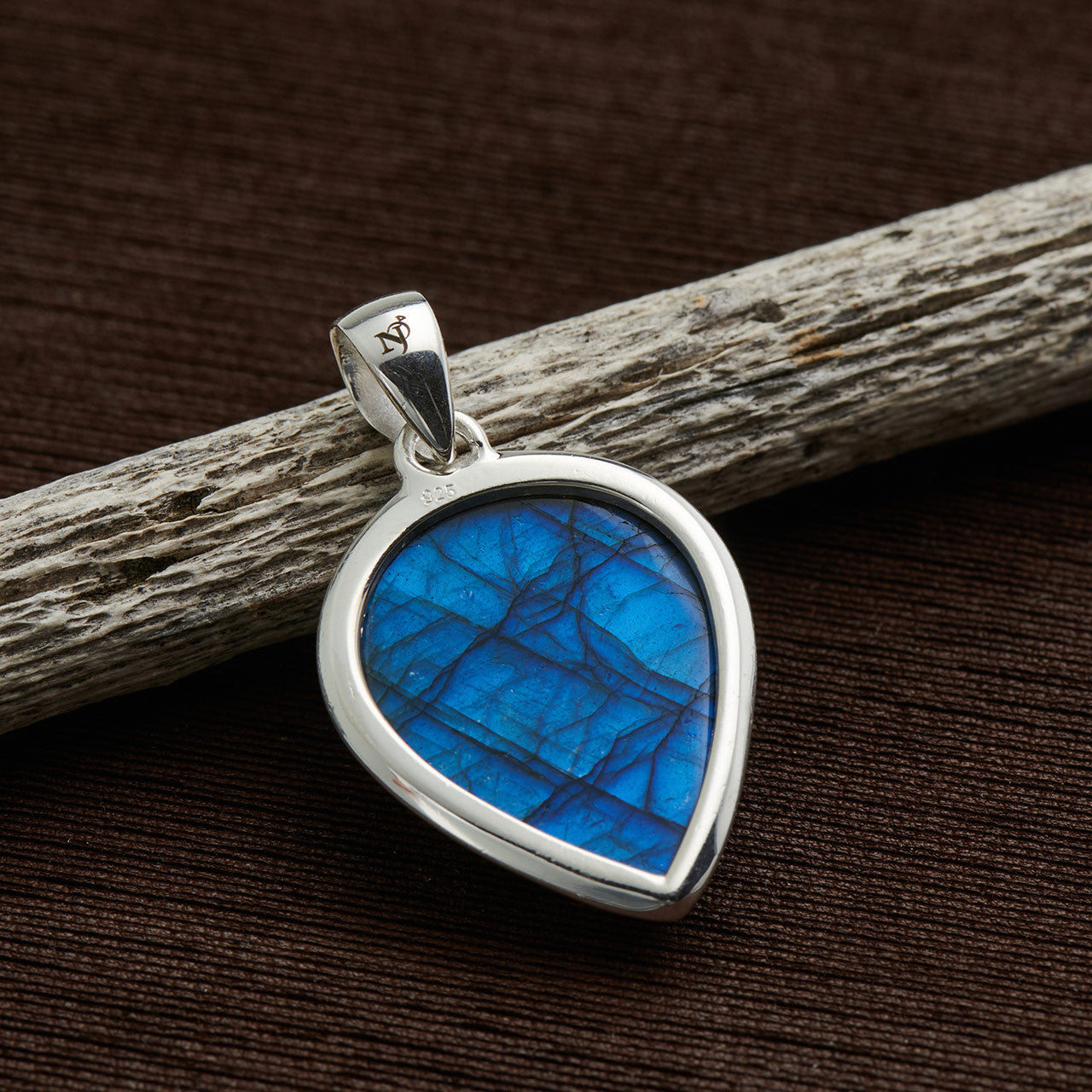 Blue Fire Labradorite Pendant Sterling Silver
