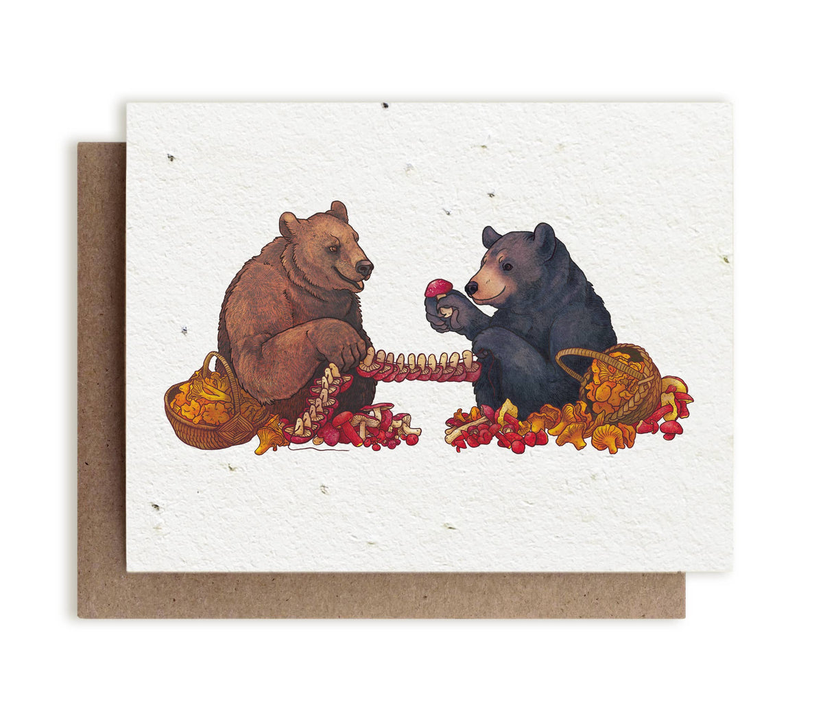 Bears and Mushrooms Plantable Herb Seed Card