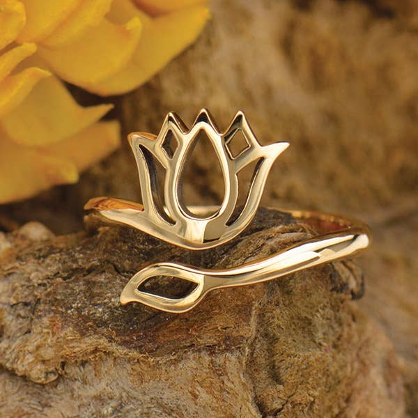 Lotus Design Bronze Adjustable Ring