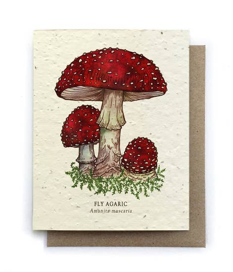 Fly Agaric Mushroom Greeting Cards - Plantable Seed Paper