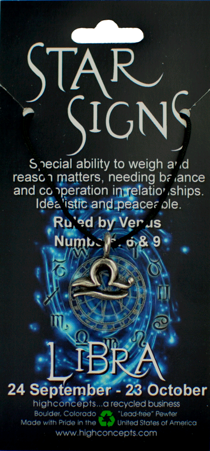 Star Signs Zodiac Libra Pewter Charm Amulet