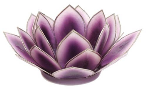 Dahlia Capiz Lotus Tealight Candle Holder - Purple