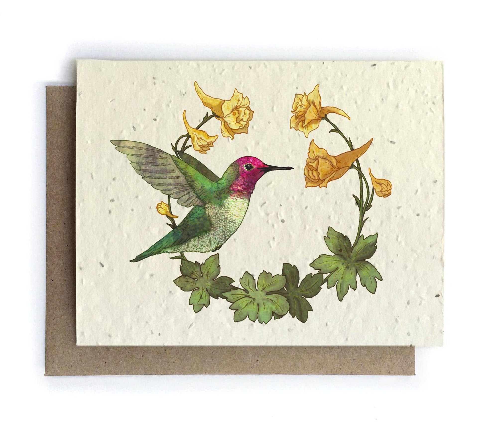 Hummingbird and Larkspur Cards - Plantable Seed Paper