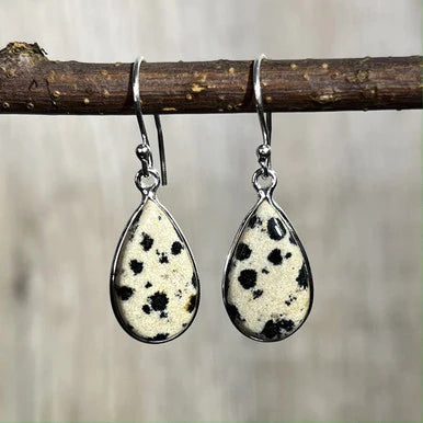 Dalmatian Jasper Earrings in Sterling Silver