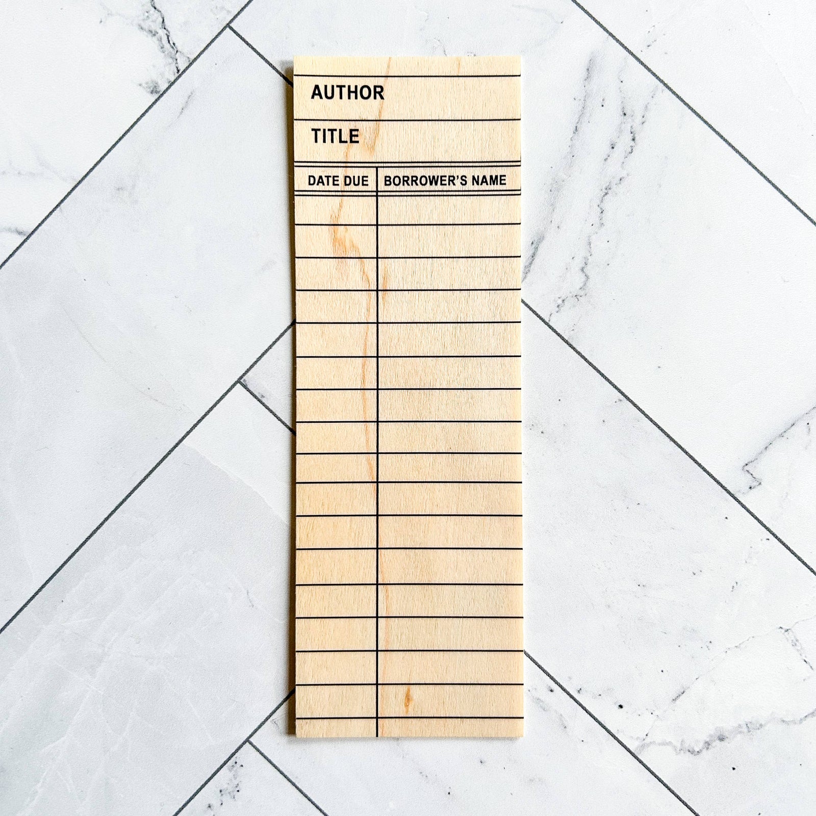 Library Card wooden bookmark
