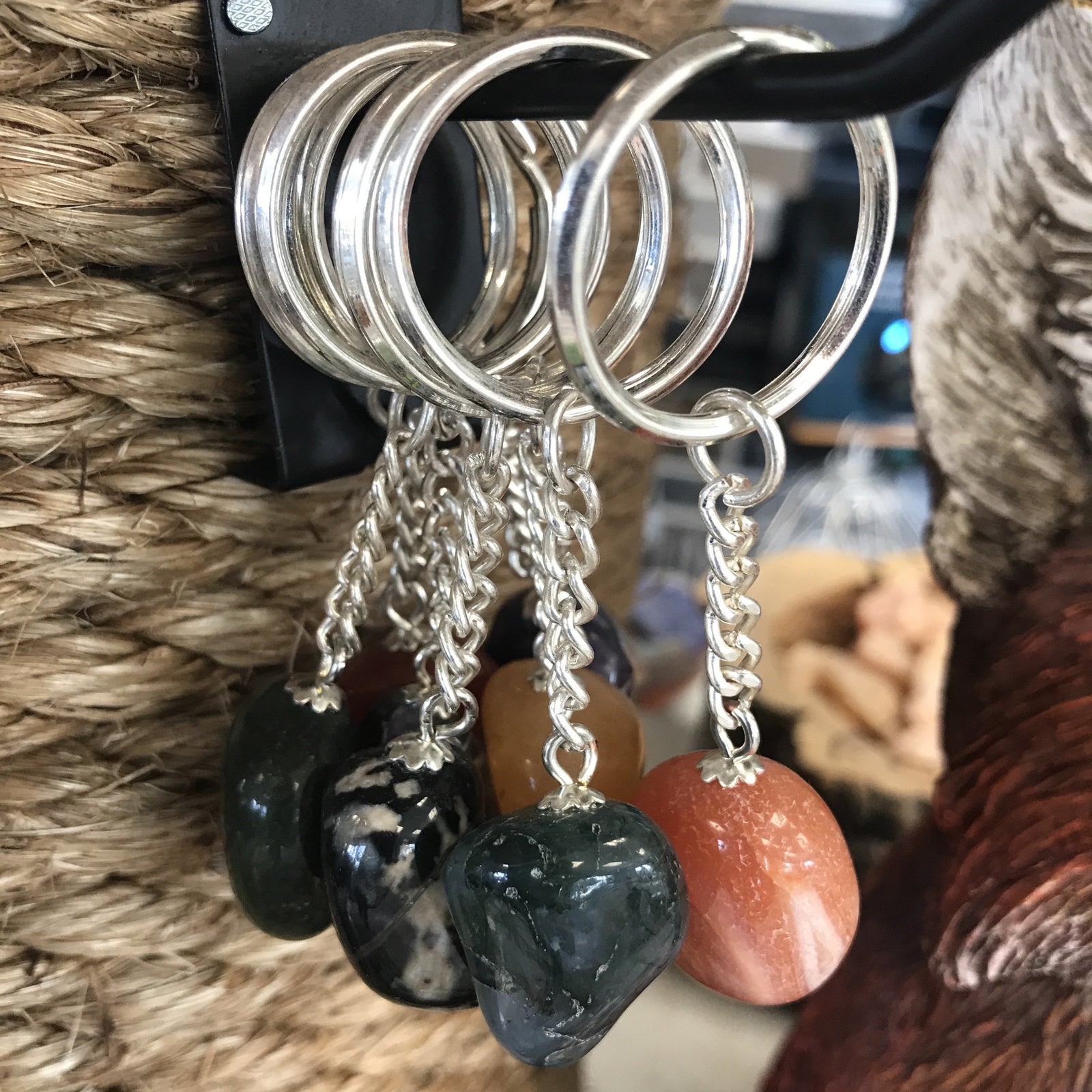 Tumbled gemstone Keychain - Cast a Stone
