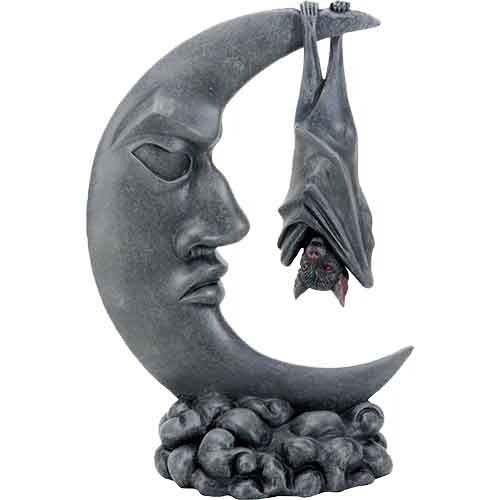 Hanging Bat on Moon Statue