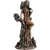 Blodeuwedd Celtic Goddess Statue, featuring a hand-painted cold-cast bronze depiction of the goddess of Spring sitting on a tree stump with an owl on her shoulder and flowers in her hair