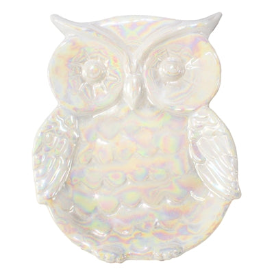 Miss Odetta Owl Decorative Tray White/Iridescent