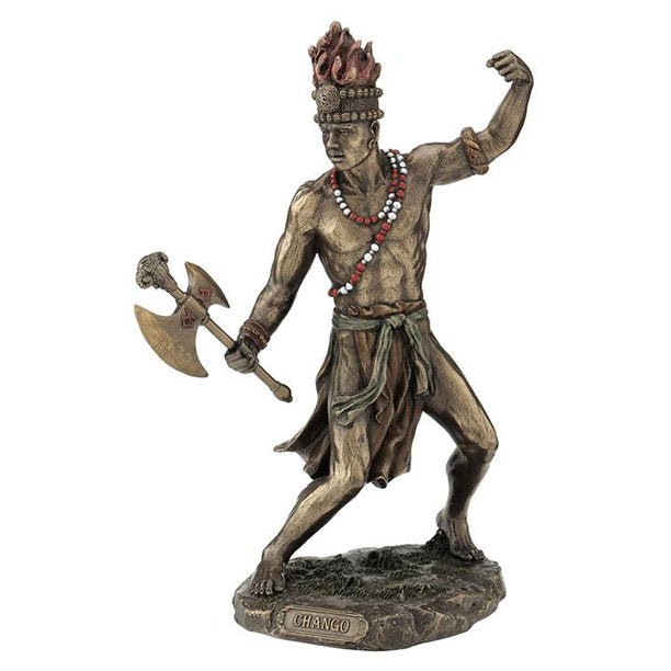 Chango God of Fire Statue with intricate detailing and a powerful expression