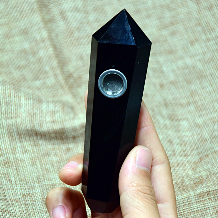 Black Obsidian crystal Gemstone pipe