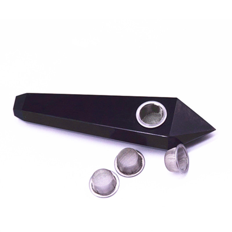 Black Obsidian crystal Gemstone pipe