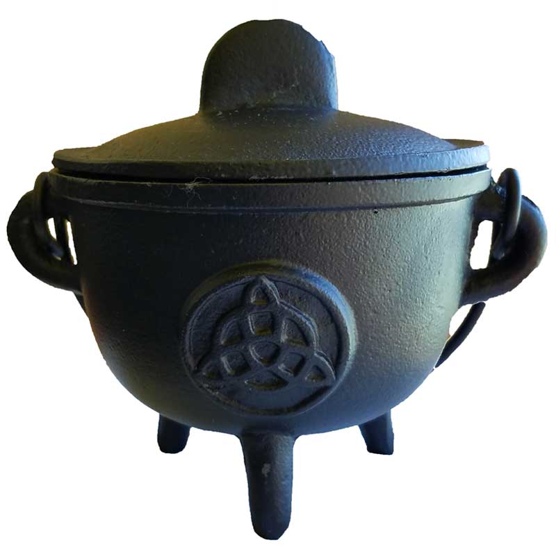 Black Cast Iron Cauldron with Lid 5&quot; - Assorted Styles