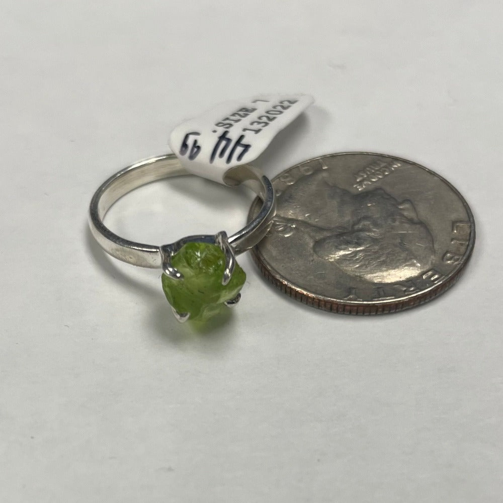 Natural Prong Peridot Sterling Silver Ring - Assorted Sizes