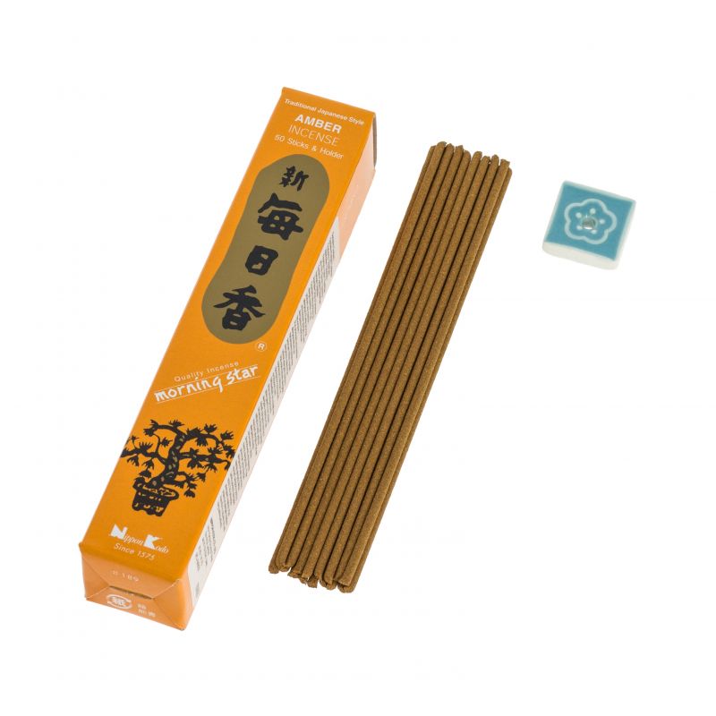 A refreshing incense choice that brings delicate, subtle charm and a healing environment.  Nippon Kodo Morning Star Incense Japan traditional Incense 50 Sticks &amp; ceramic mini holder Burning Time: approx. 25-30 min