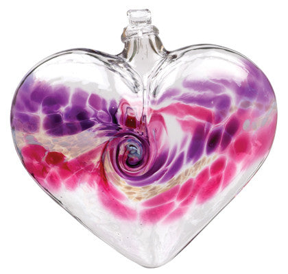 Van Glow Glass Heart purple pink hand blown Art Glass Ornament - Cast a Stone