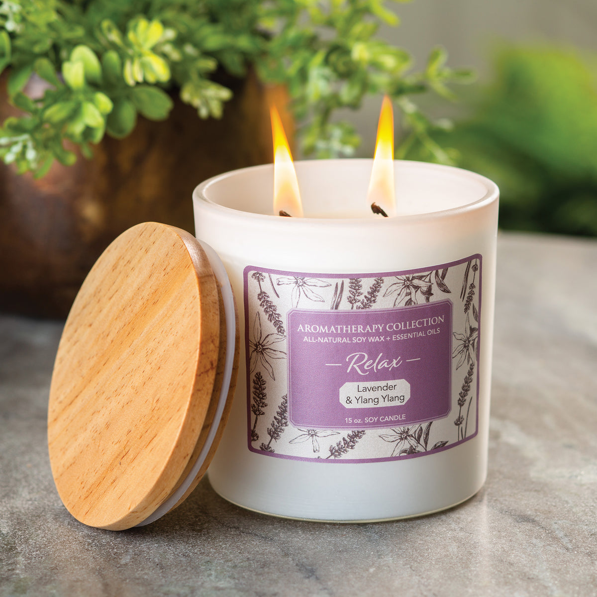 Relax- Lavender &amp; Ylang Ylang Soy Aromatherapy Candle 15oz