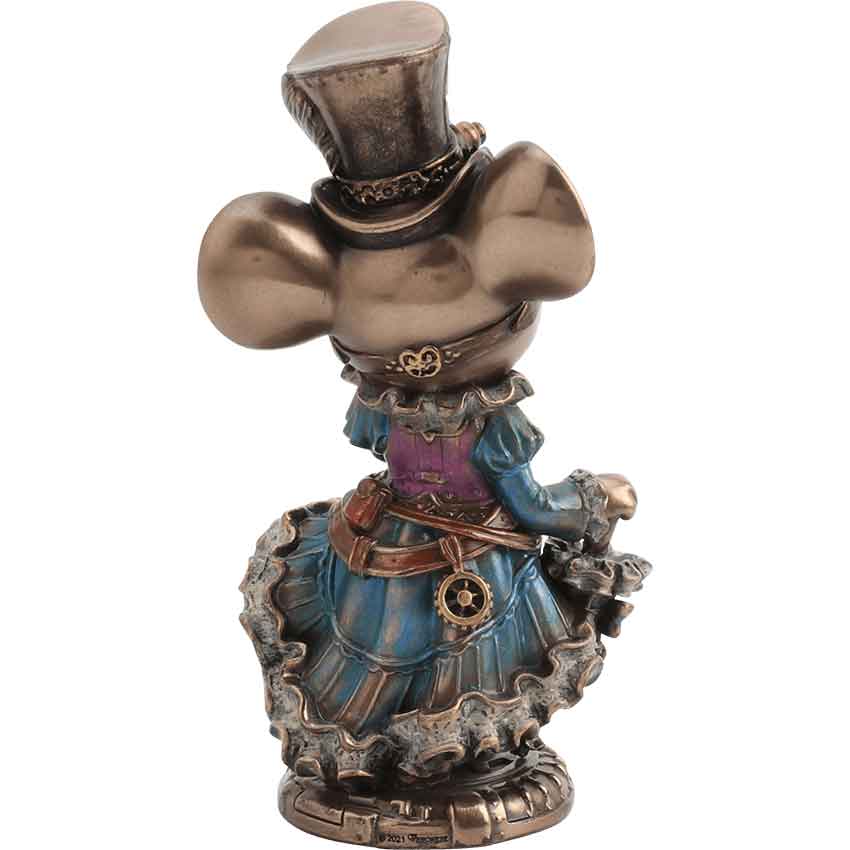 Add a touch of whimsy and style to your home with this charming Steampunk Lady Mouse With A Proper Parasol Statue. Expertly crafted from resin and standing at 5.5 inches tall, this unique piece is sure to delight and intrigue anyone who sees it.