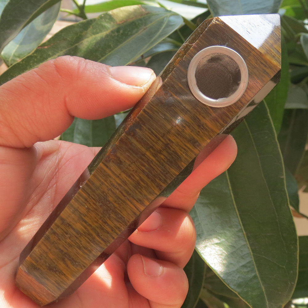 Golden Tigereye crystal Gemstone pipe - Cast a Stone