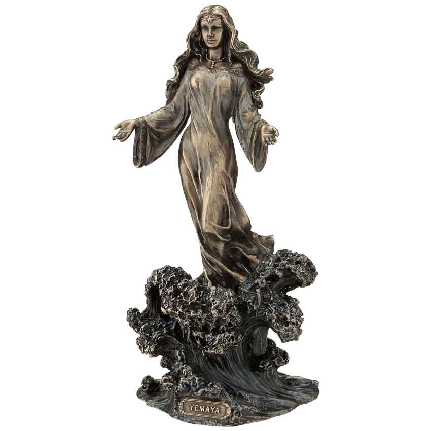 Yemaya Standing on Ocean Wave Statue
