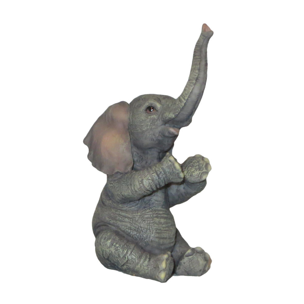 Baby Elephant Sitting and Applauding Figurine