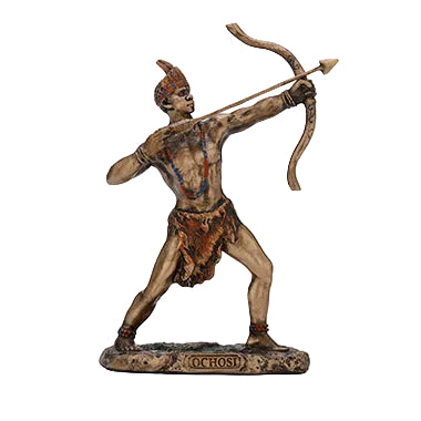 Statue of Ochosi an archer with bow and arrow on a white background