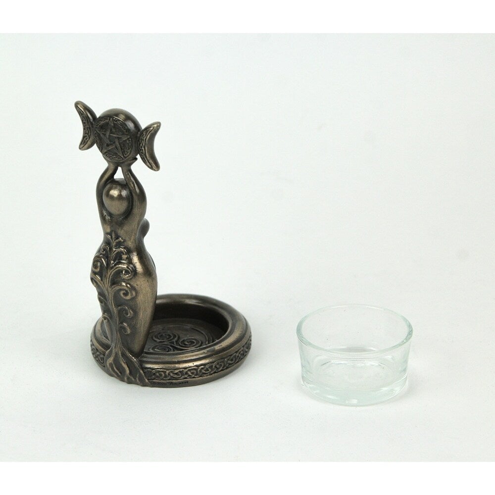 Spiral Goddess Triple Moon Tealight Candle Holder