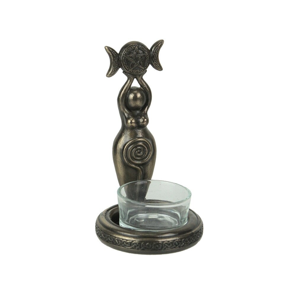 Spiral Goddess Triple Moon Tealight Candle Holder