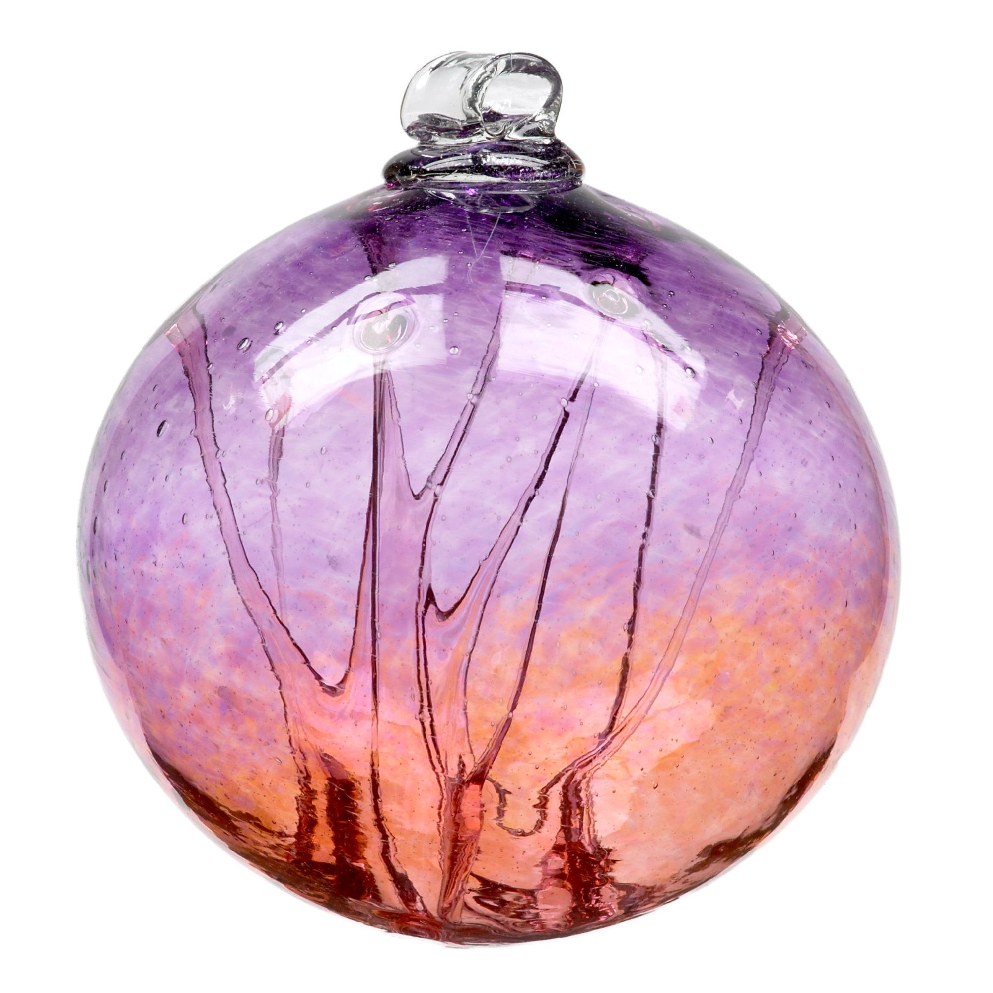 Olde English Witch Ball | Pink/Amethyst Hand-blown Art Glass Ornament