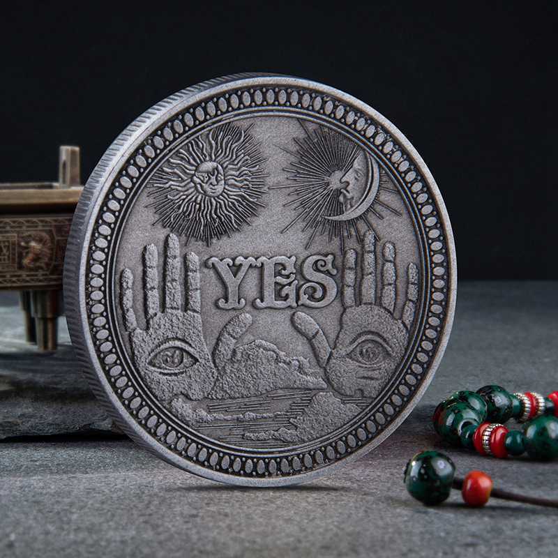 Ouija Yes or No Prediction Coin – Pocket-Sized Divination Token for Quick Answers | Aged Nickel Finish
