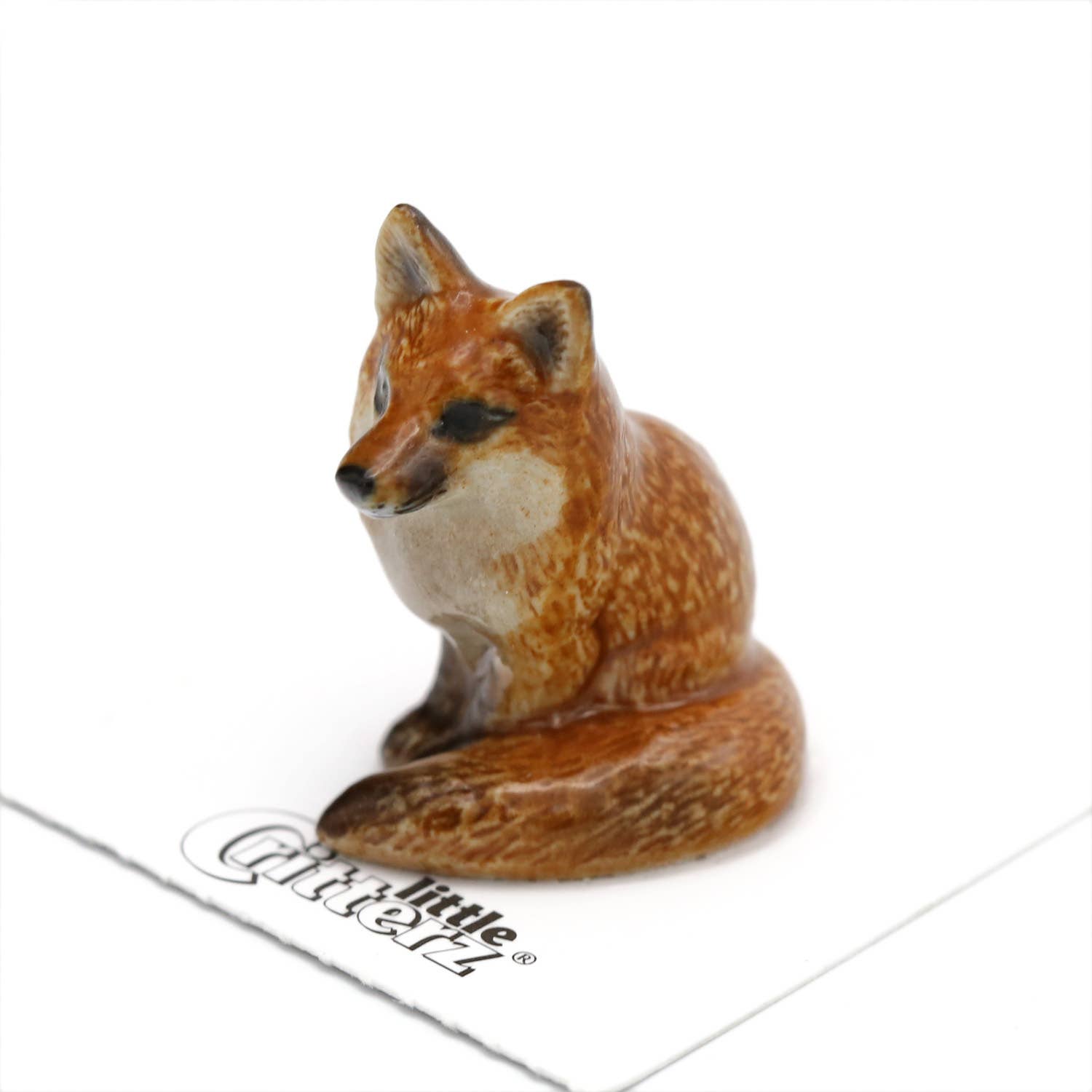Brush Red Fox Sitting Porcelain Miniature