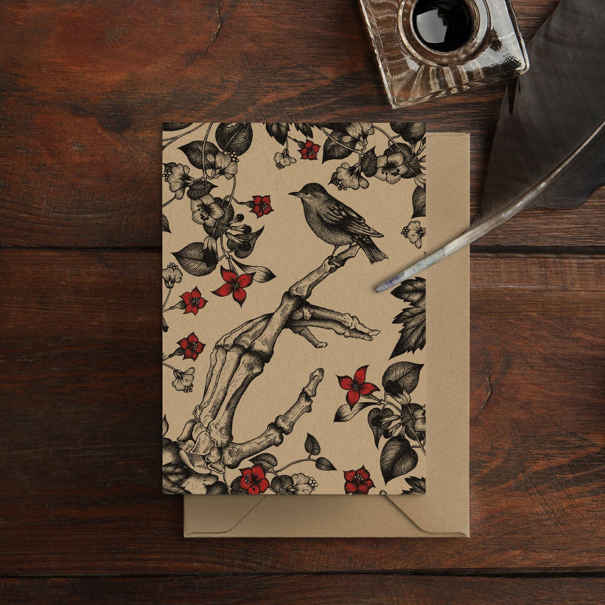 Skeleton and Sparrow - Greeting Card