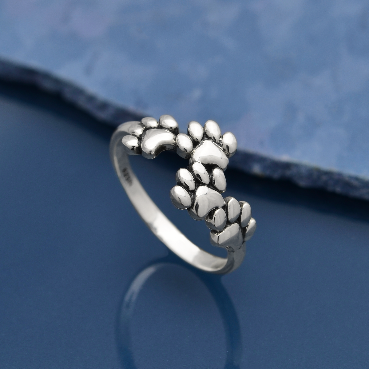 Sterling Silver Paw Prints Ring