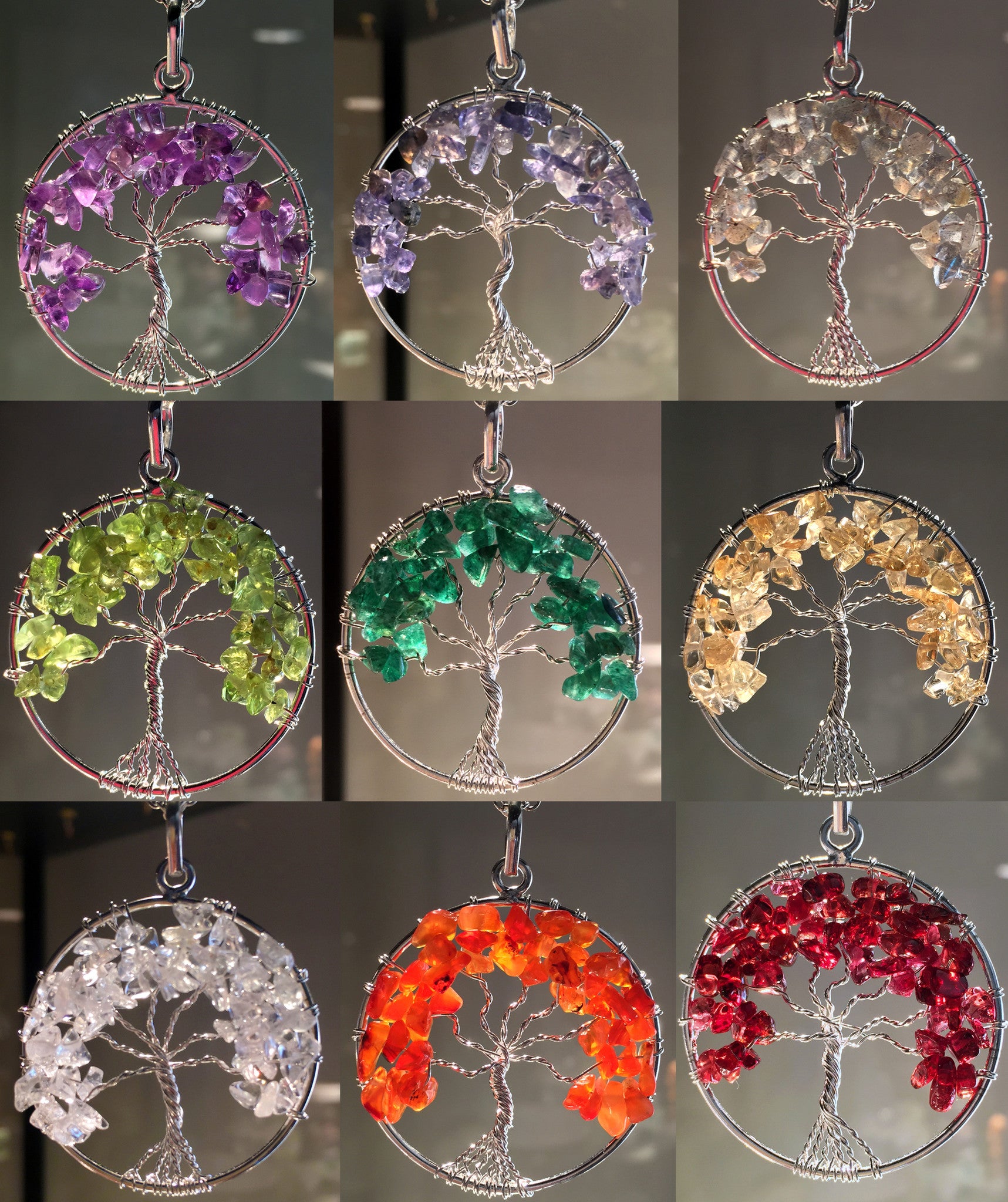 New! Chakra Tree of Life wire wrap Pendants! - Cast a Stone