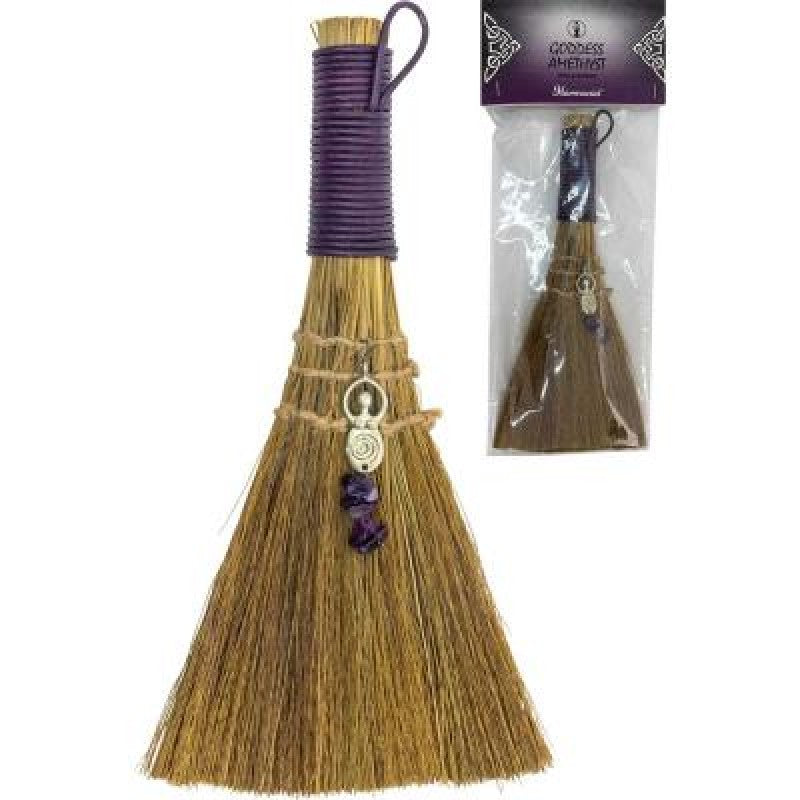 Magical Broom - Purple Goddess With Amethyst Chips Stones
