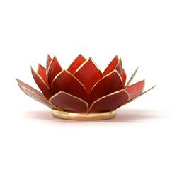 Gemstone Capiz Lotus Tealight Candle Holder - Ruby