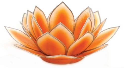 Dahlia Capiz Lotus Tealight Candle Holder - Orange