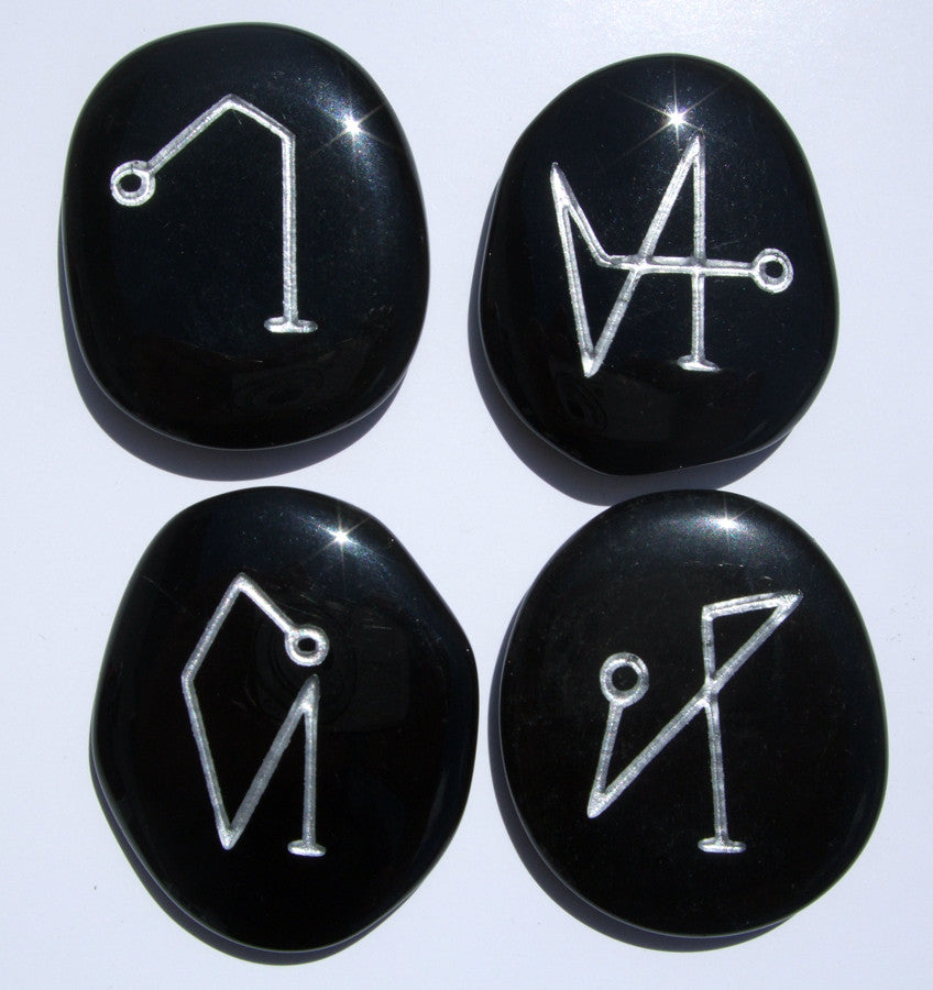 Archangel Pocket Stones on black Obsidian - Cast a Stone