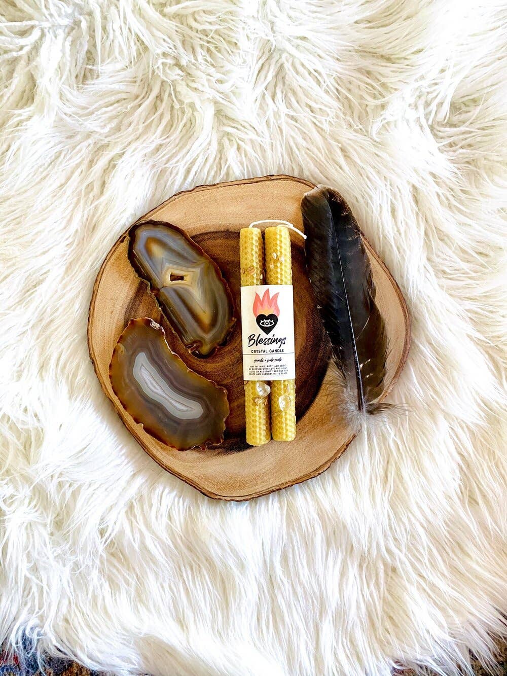 Blessings Honeycomb Beeswax Crystal Ritual Candle