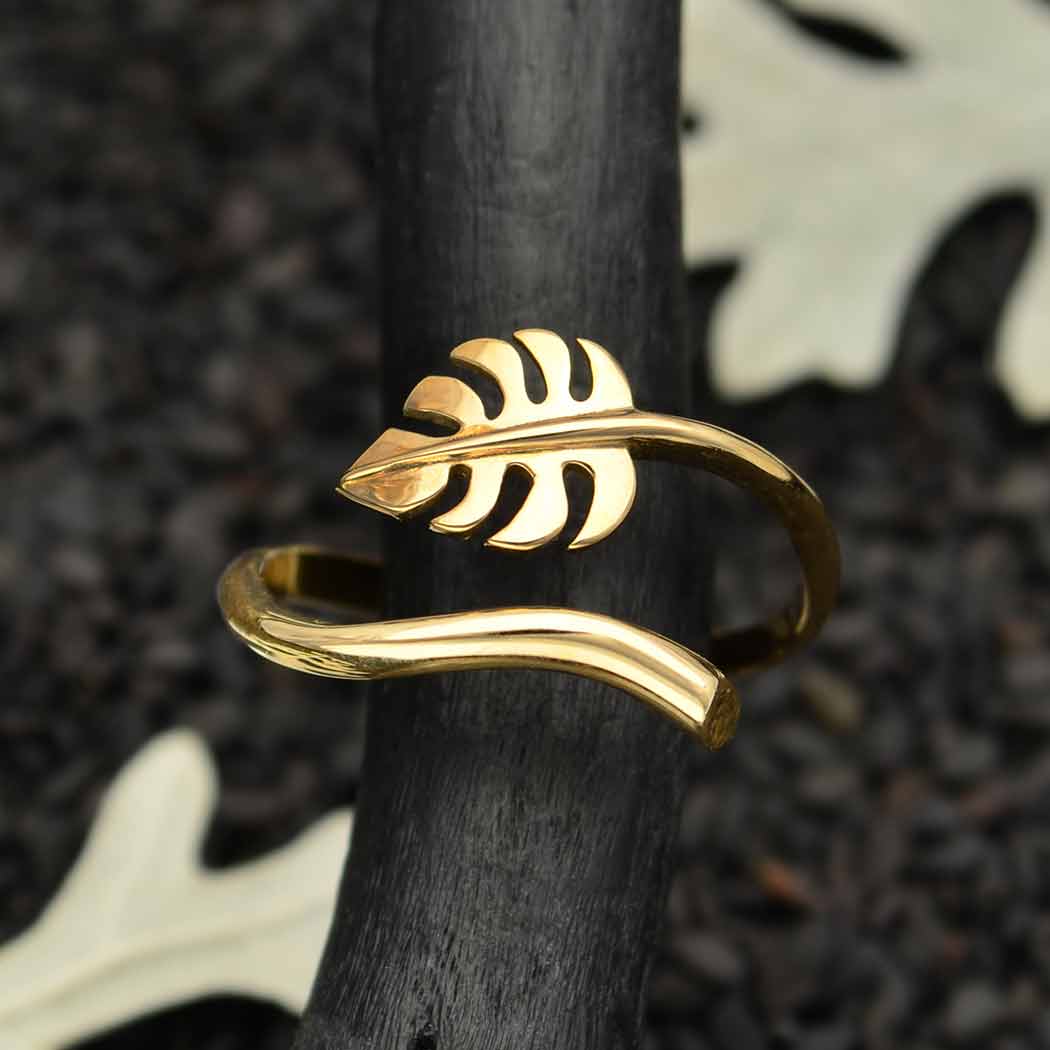 Adjustable Bronze Monstera Leaf Ring