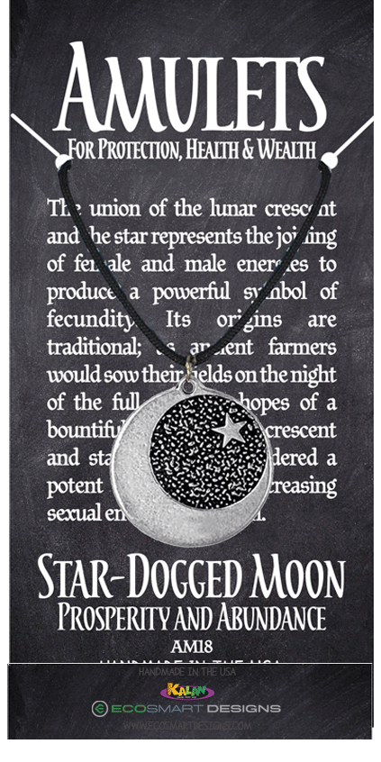 Star Dogged Moon Pewter Charm Amulet