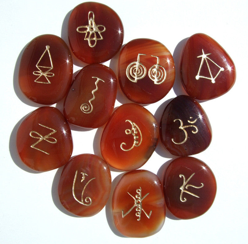Carnelian Karuna Symbol Reiki Stones - Cast a Stone