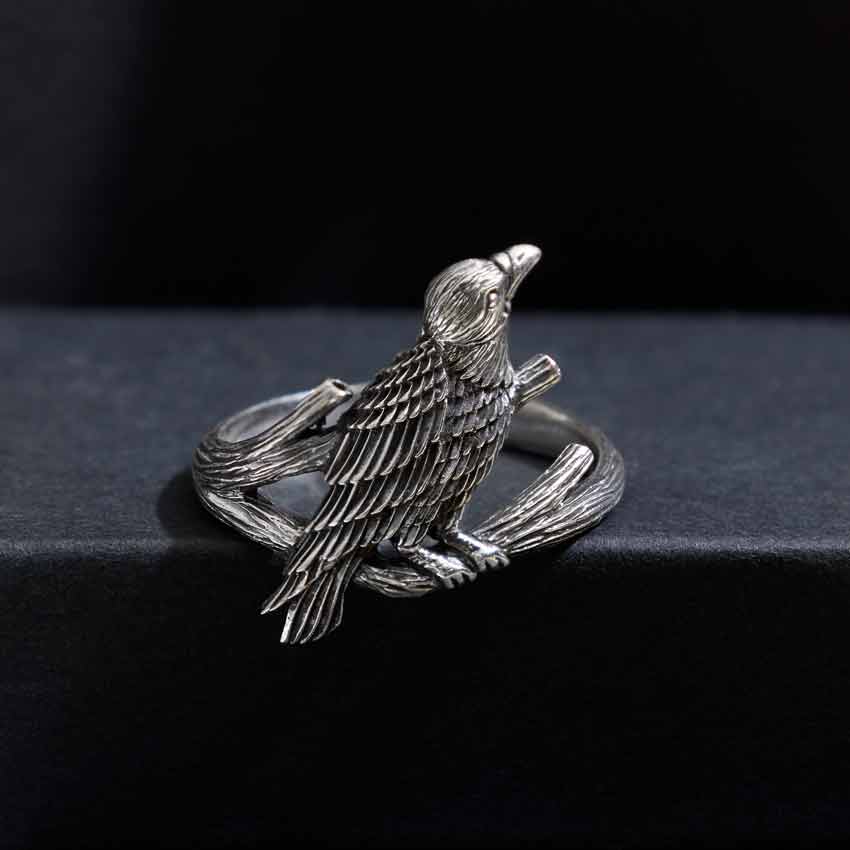 Sterling Silver Raven Ring