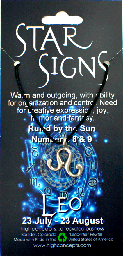 Star Signs Zodiac Leo Pewter Charm Amulet
