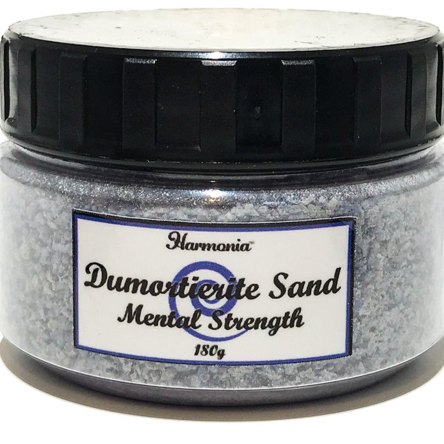 Gemstone Sand Jar: Dumortierite is an excellent stone for patience and calm in difficult situations. Dumortierite works with the throat chakra and the third eye chakra. A stone of communication, it also stimulates verbalization of ideas. It promotes an understanding of the natural order of the Universe.