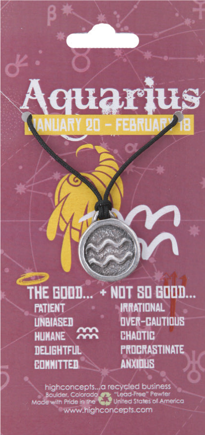 Zodiac Aquarius Pewter Charm Amulet