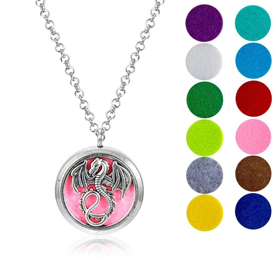 Mother of Dragons Chrome Aromatherapy Diffuser Necklace with 12 color pads